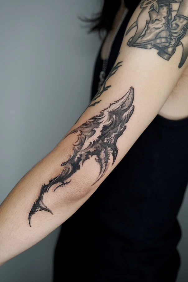 Blackwork Shark tattoo on Forearm
