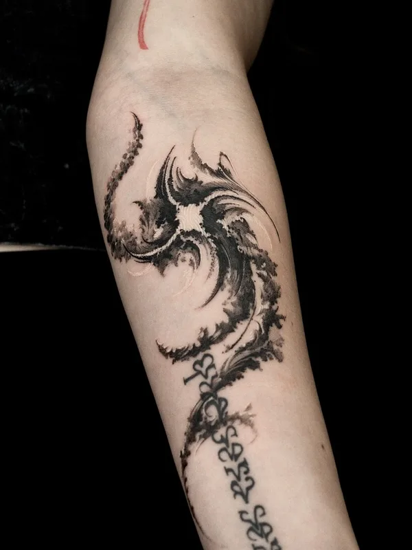 black abstract tattoo on forearm #95192 | Tattoo Artist Sol