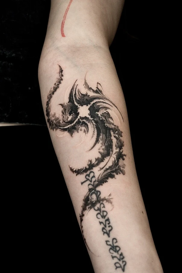 Abstract Abstract, Floral tattoo on Forearm