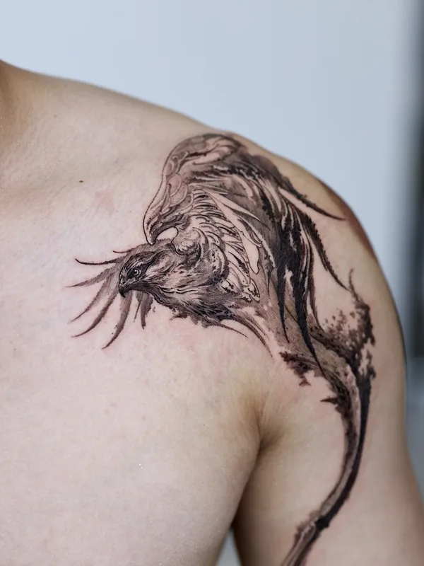 black and grey illustrative tattoo on shoulder #95199 | Tattoo Artist Sol