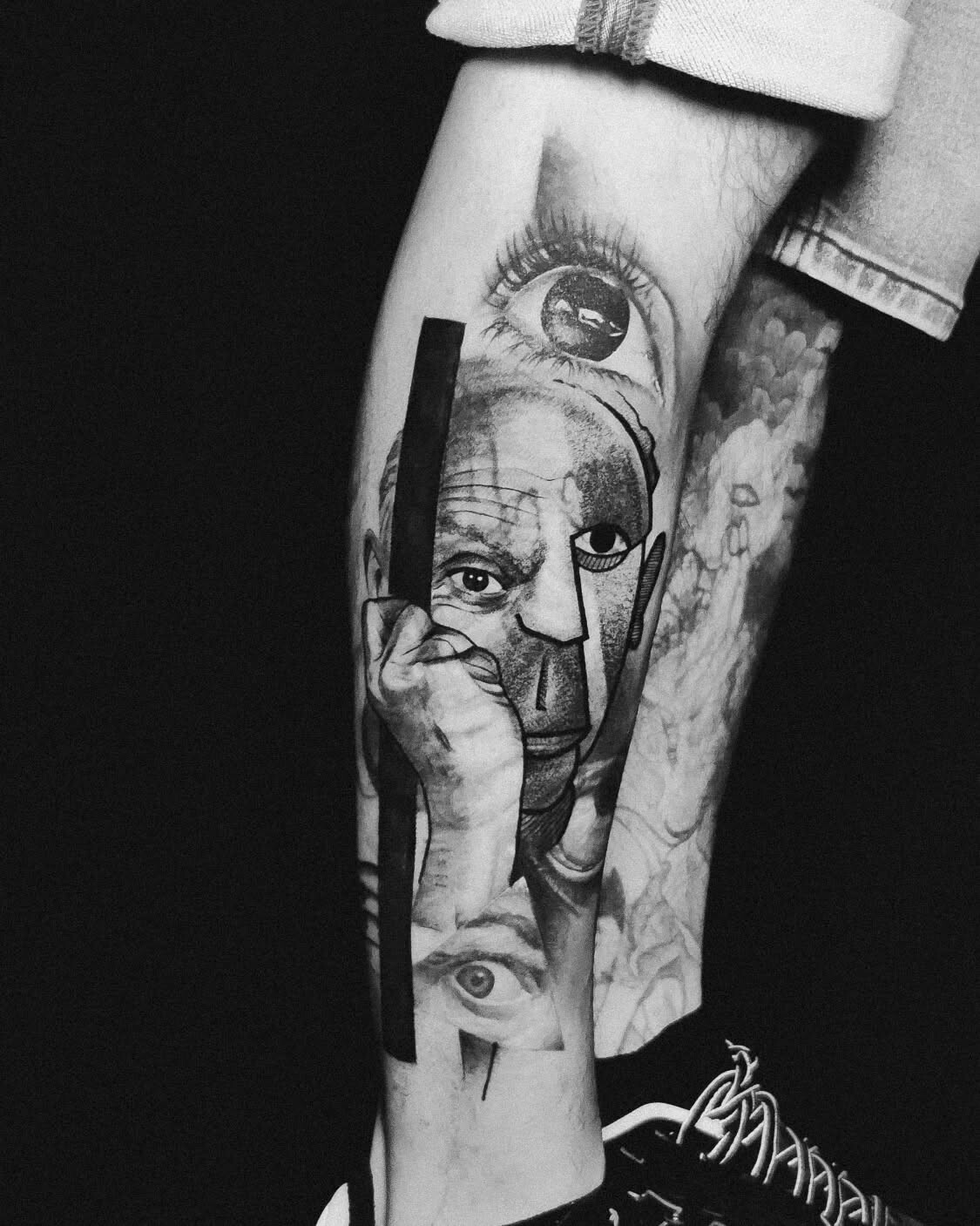 Tattoo portrait of Pablo Picasso