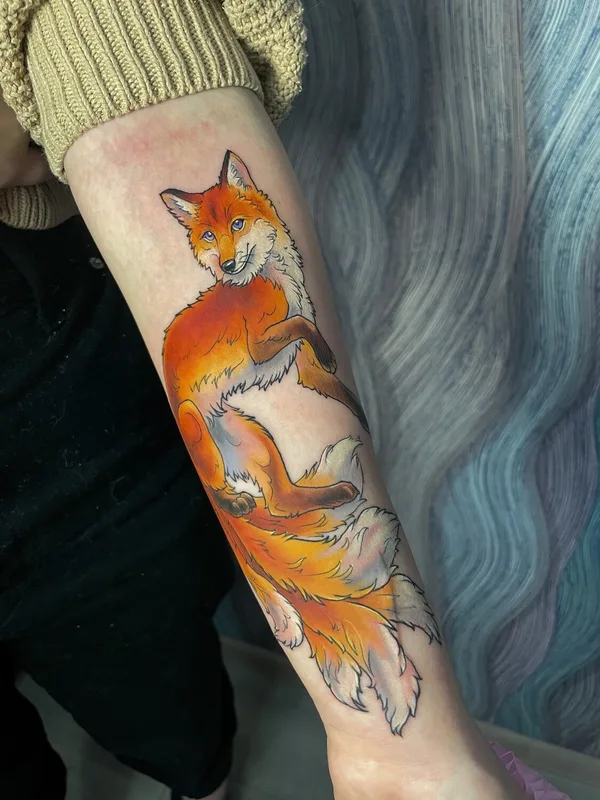 color illustrative tattoo auf forearm #95467 | Tätowierer Дарья Фараонова