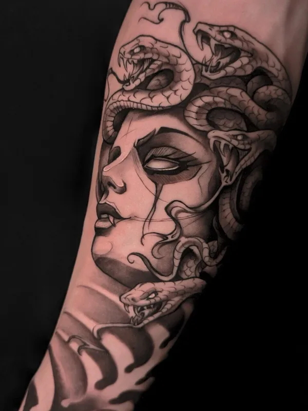 black and grey black and grey Tatuaggio su forearm #95497 | Tatuatore Konstantin Pilipenko