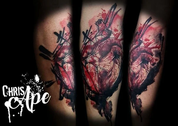 Watercolor Heart tattoo on Forearm