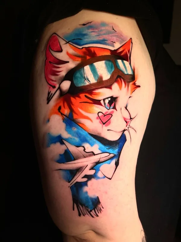 female color watercolor tatouage sur shoulder #95760 | Artiste tatoueur Надя Груздева