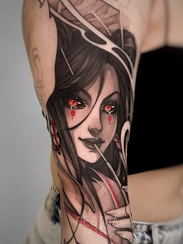 female color illustrative tattoo auf forearm #99576 | Tätowierer Надежда Нестреляева