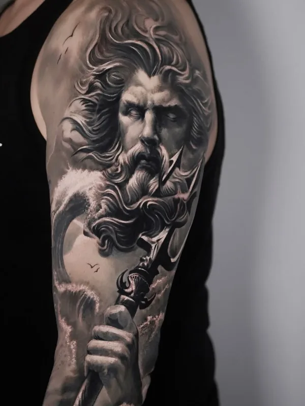 black and grey realism 타투 부위 full sleeve #95975 | 타투이스트 Roman Ignatenko