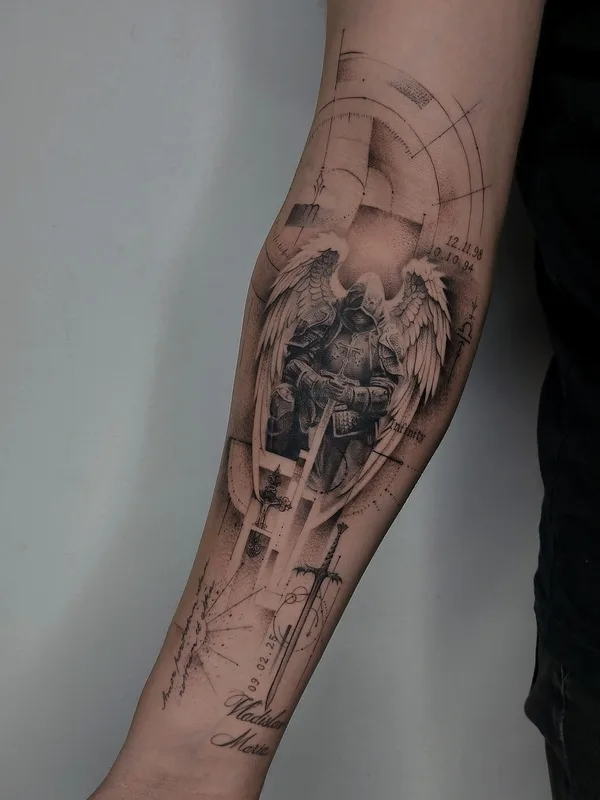 male blackandgrey fineline Tatuaggio su forearm #96726 | Tatuatore Смишко Леонид