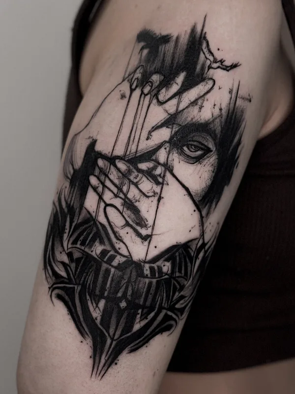 black sketch tattoo auf upper arm #96387 | Tätowierer Татьяна Пузикова
