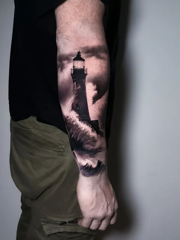 male black and grey realism татуировка на full sleeve #96468 | Тату мастер Andy  Ramos