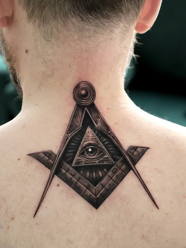 male black and grey black and grey татуировка на back of neck #96478 | Тату мастер Andy  Ramos