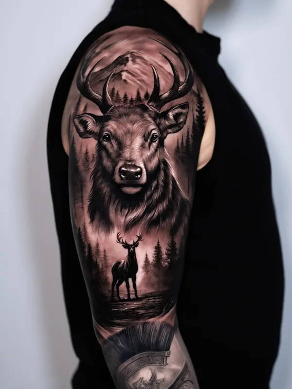 male black and grey realism татуировка на full sleeve #96479 | Тату мастер Andy  Ramos