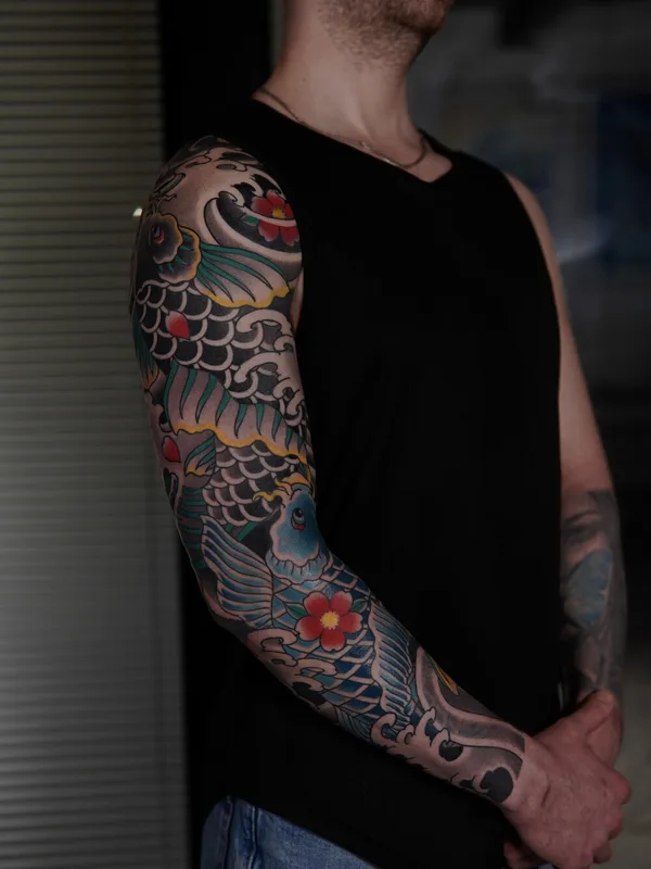 male color japanese 纹身 在 sleeve #103959 | 纹身师 Акулов Марк