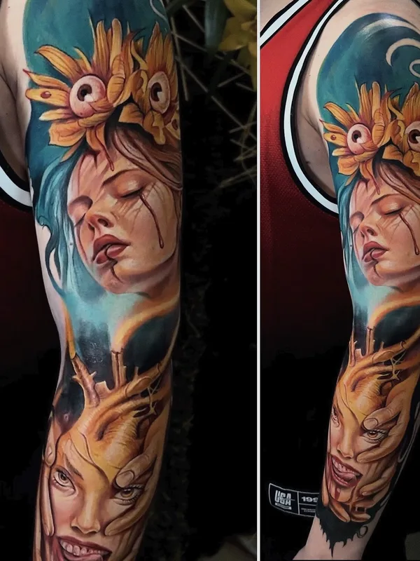 color realism Tatuaggio su full sleeve #97362 | Tatuatore Давид Степанян