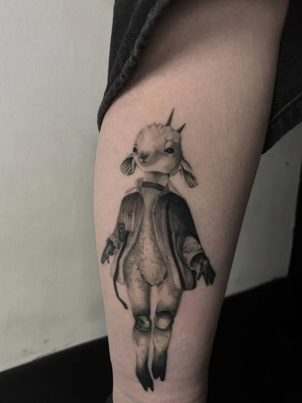 black and grey realism tatouage sur calf #97398 | Artiste tatoueur Амина Гасай