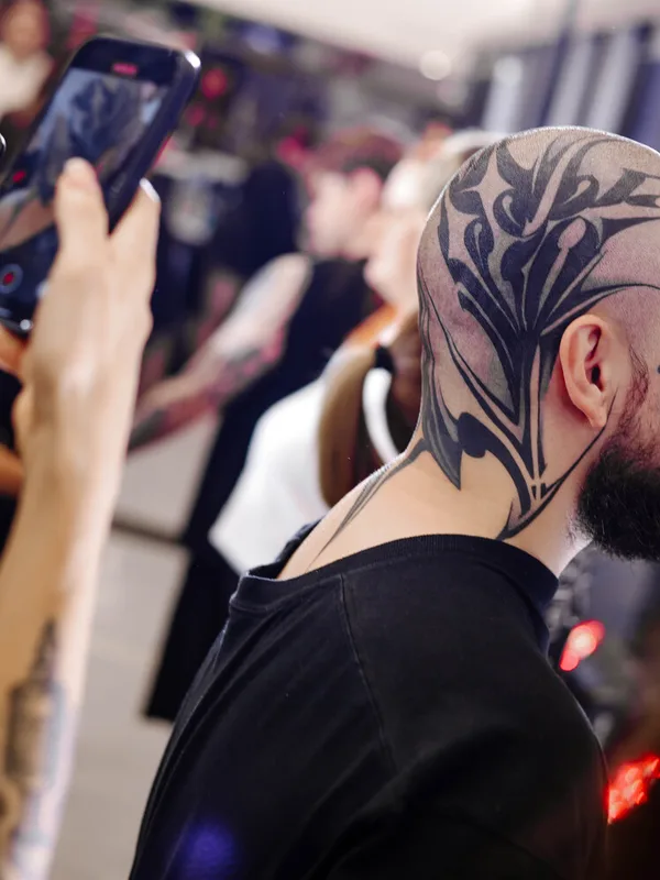 male black blackwork Tatuaggio su neck #97636 | Tatuatore Timur Muskeev