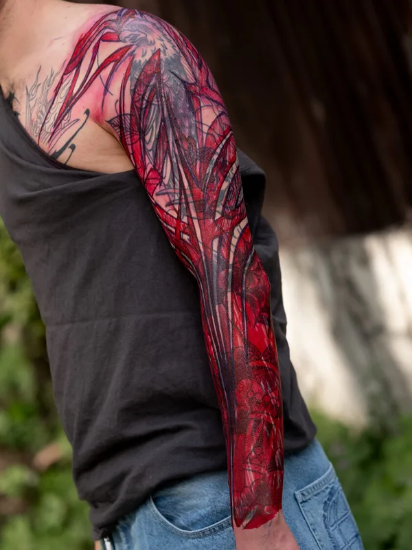 male color abstract Tatuaggio su full sleeve #97640 | Tatuatore Timur Muskeev