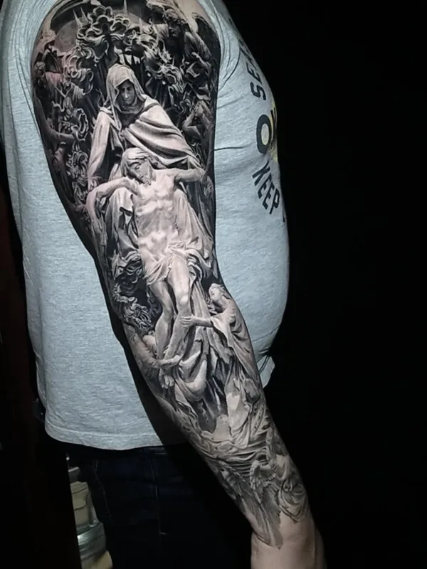 male blackandgrey realism 타투 부위 sleeve #97744 | 타투이스트 Роман Крылов