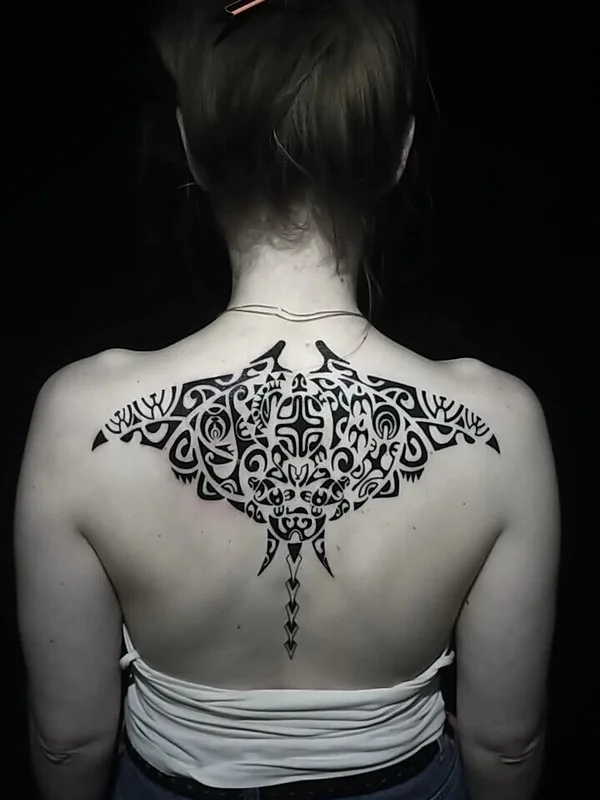 female black polynesian 타투 부위 back #97867 | 타투이스트 Роман Крылов