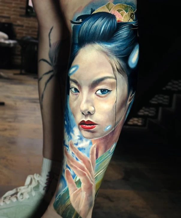 Реализм Geisha, Portrait tattoo на Икра