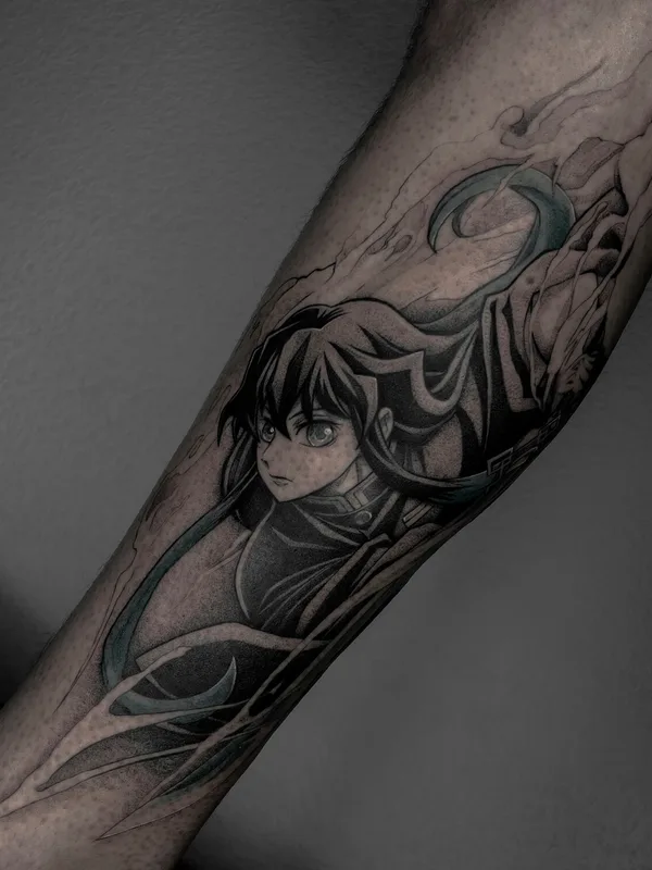 black and grey anime Tatuaggio su forearm #98563 | Tatuatore Андрон Стэн