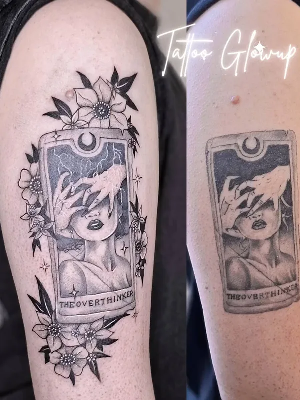 female blackandgrey coverup 纹身 在 upperarm #98652 | 纹身师 Becci | Eisvogel Tattoo