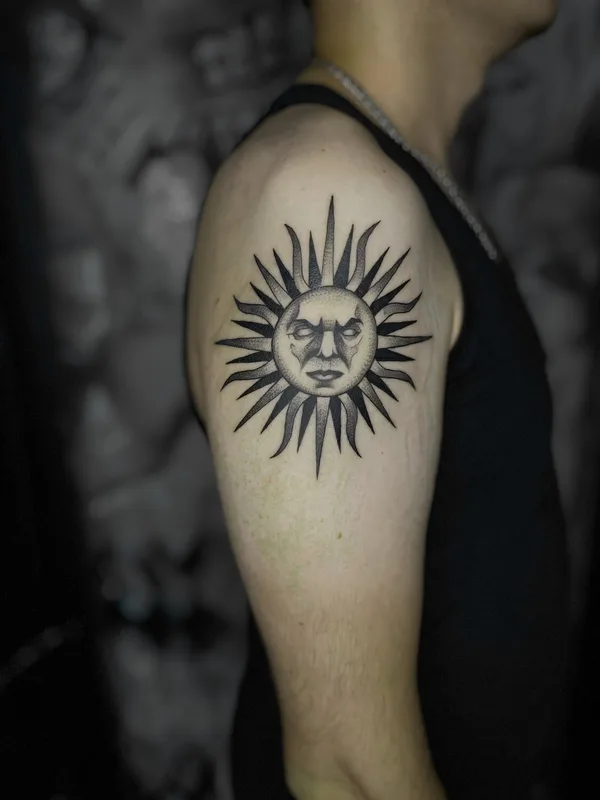 male blackandgrey whipshading tattoo on shoulder #99320 | Tattoo Artist Elena Voya