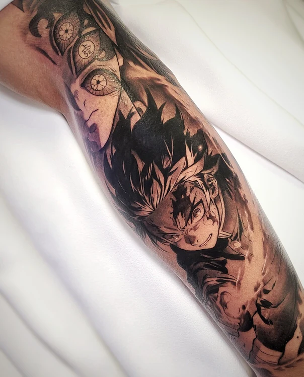 Anime Anime character, Eyes tattoo on Forearm