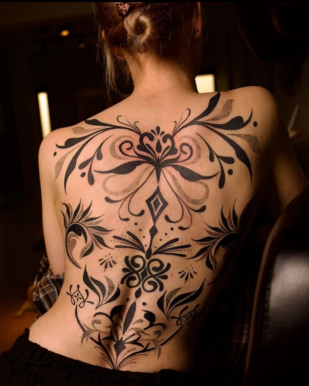 Ornamental Floral, Mandala tattoo on Full Back