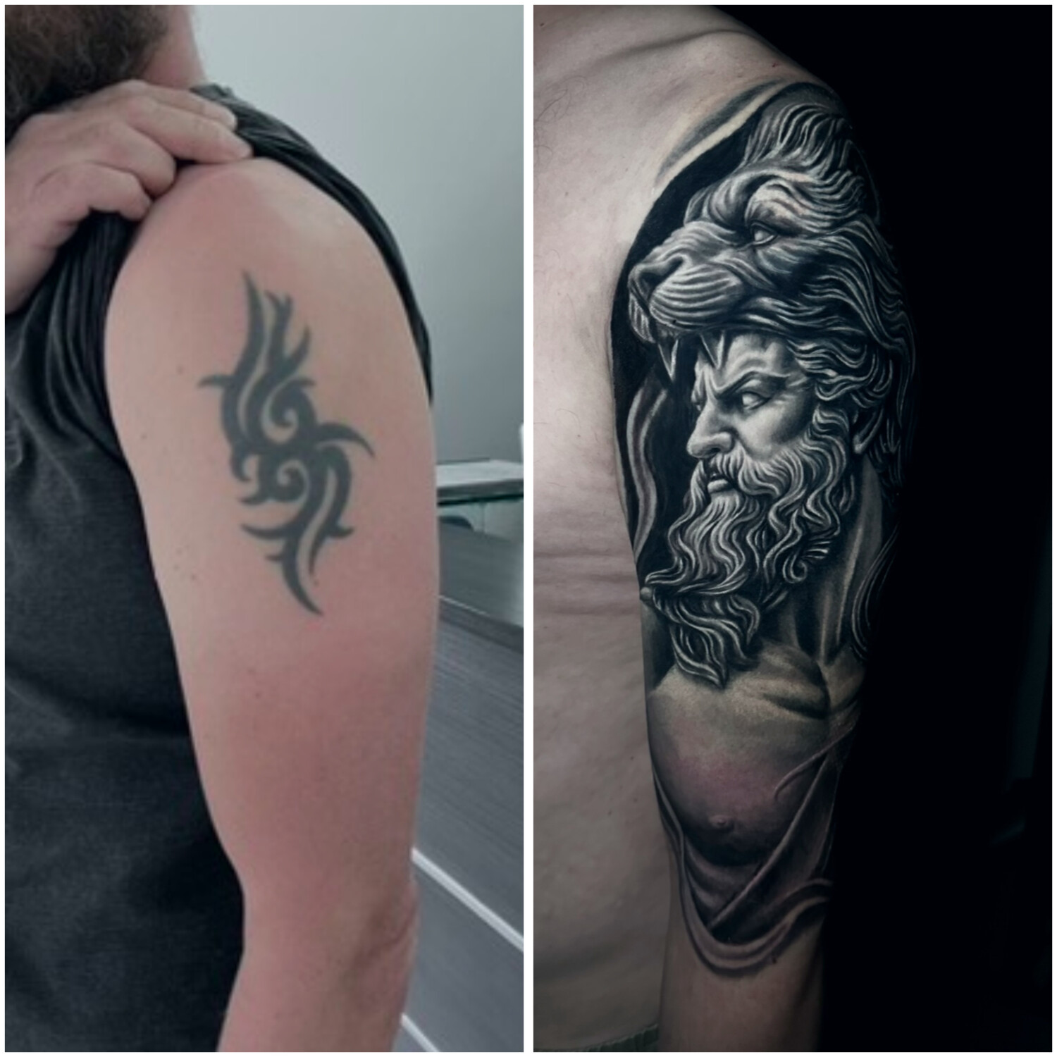 Realism Mythological, Lion tattoo on Upper Arm