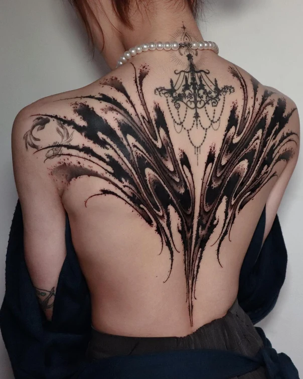 Abstract Abstract, Chandelier tattoo on Full Back