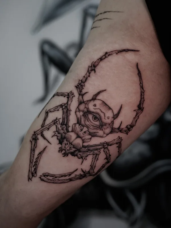 male black horror 纹身 在 forearm #100212 | 纹身师 Arturs Garoza