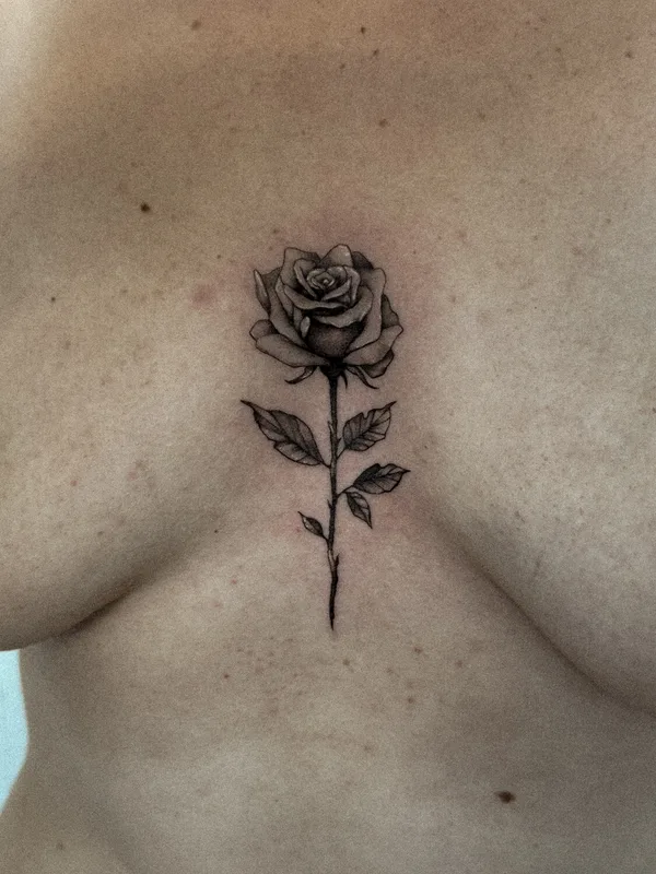 female blackandgrey realism 纹身 在 breast #100213 | 纹身师 Arturs Garoza