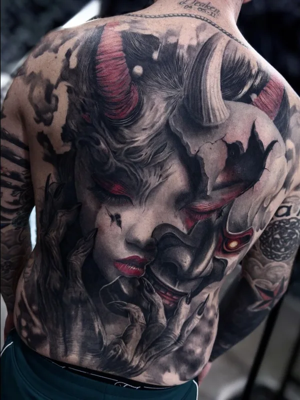 male color realism 纹身 在 full back #101052 | 纹身师 Vladimir Vishar
