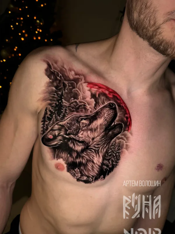 male color realism Tatuagem em chest #101105 | Tatuador Артем Волошин