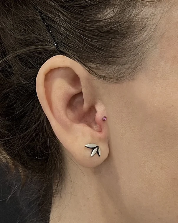Minimalism Leaf tattoo on Ear