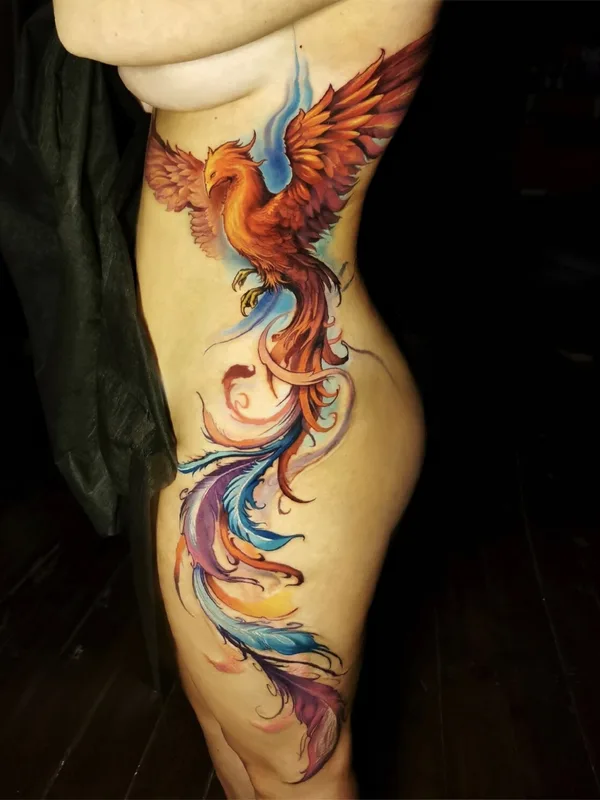 female color watercolor tattoo on side #101467 | Tattoo Artist Егор Хлуднев