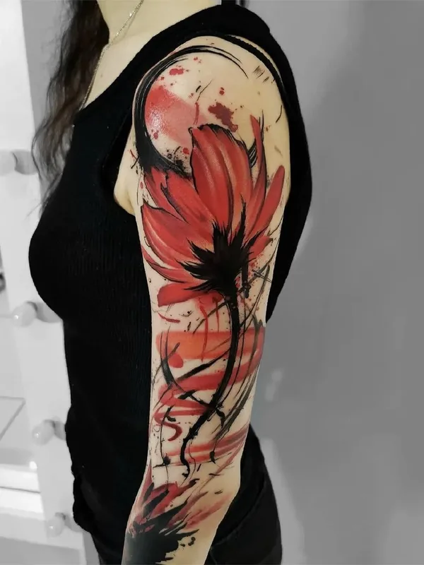 female color abstract tattoo on shoulder #101470 | Tattoo Artist Егор Хлуднев
