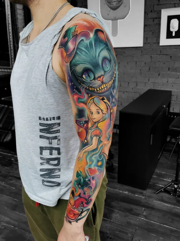 male color authorsstyle tattoo on sleeve #101471 | Tattoo Artist Егор Хлуднев