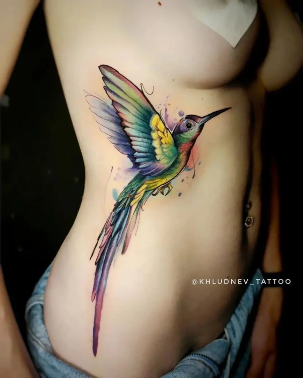 Акварель Hummingbird tattoo на Side