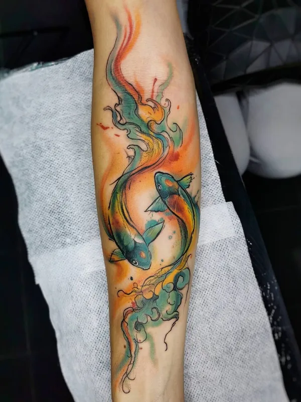 color watercolor tattoo on arm #101479 | Tattoo Artist Егор Хлуднев