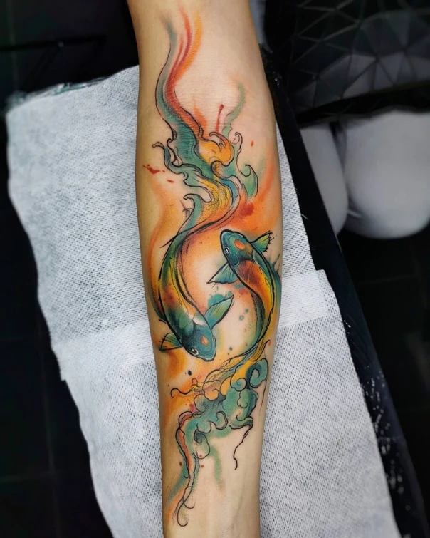 Акварель Fish, Water tattoo на Предплечье