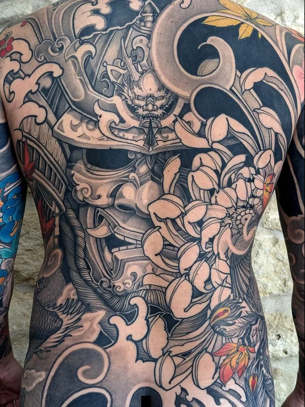 blackandgrey neojapanese 纹身 在 back #101349 | 纹身师 Morgan Ezor 