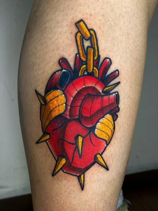 color neo-traditional 纹身 在 calf #101567 | 纹身师 Josh Villegas