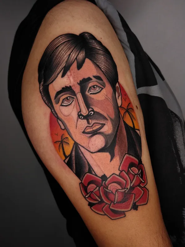 color neo-traditional 纹身 在 upper arm #101578 | 纹身师 Josh Villegas
