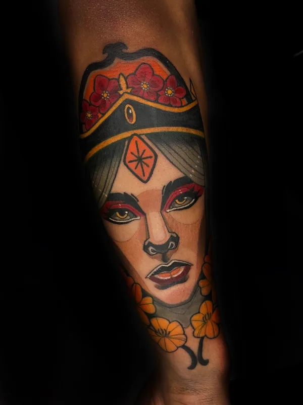 female color neo-traditional 纹身 在 forearm #101579 | 纹身师 Josh Villegas