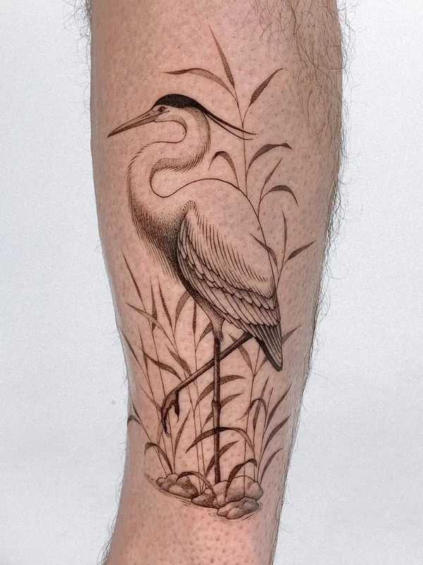 black and grey linework татуировка на calf #101595 | Тату мастер Maayan Ben Porat