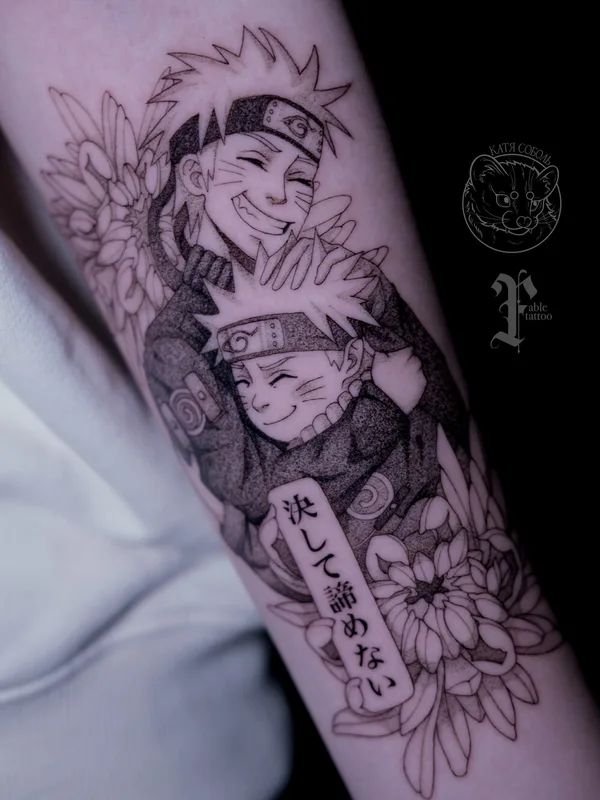female blackandgrey anime tatuaje en forearm #101665 | Tatuador Катя Соболь