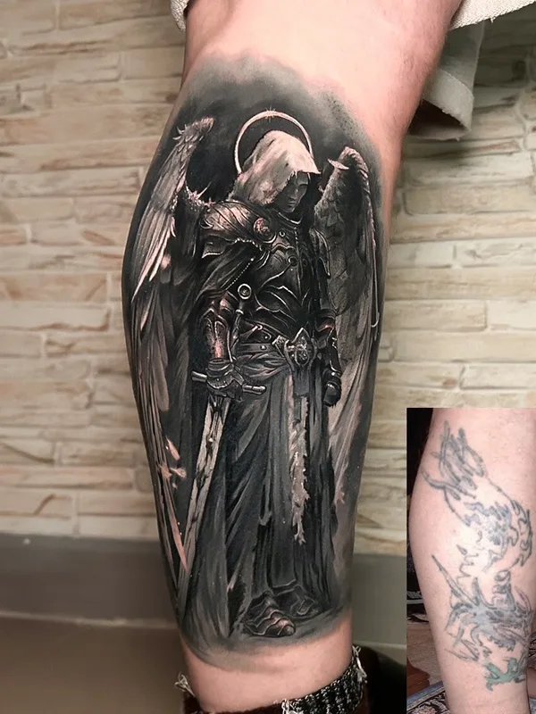 black and grey realism 타투 부위 calf #102126 | 타투이스트 Мельников Алексей