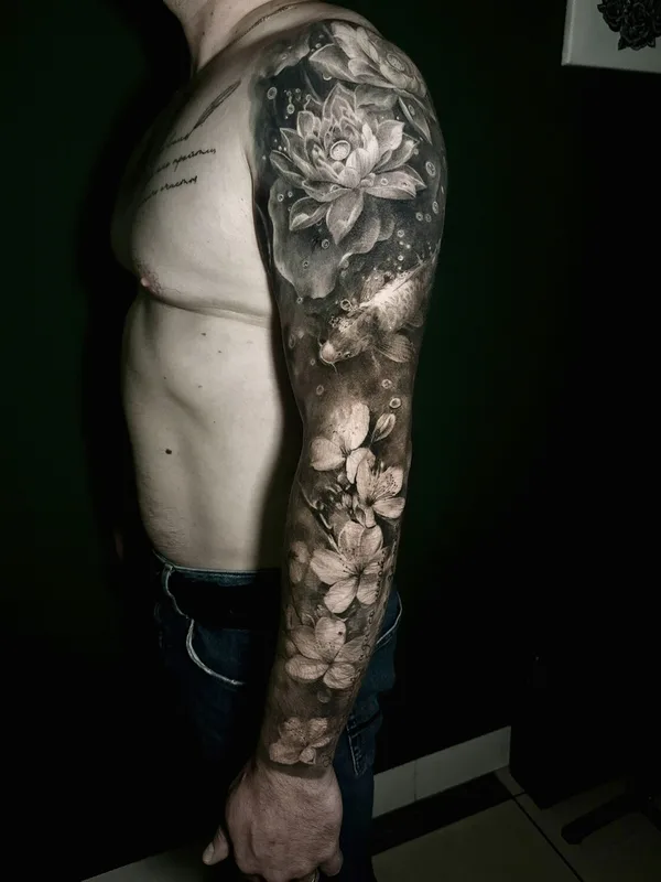 male black and grey realism 타투 부위 full sleeve #102131 | 타투이스트 Мельников Алексей